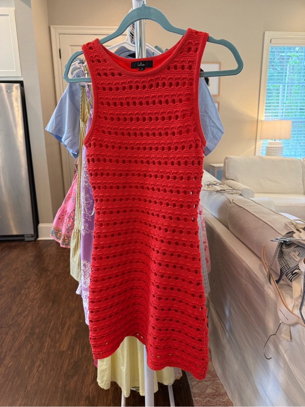 Lulu's Red Crochet Mini Dress